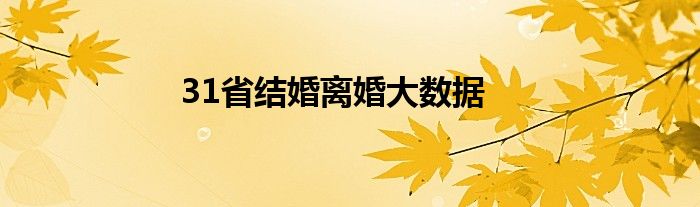 31省结婚离婚大数据