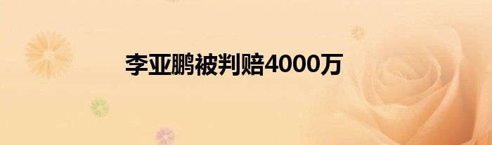 李亚鹏被判赔4000万