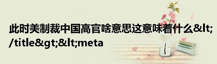 此时美制裁中国高官啥意思这意味着什么&lt;/title&gt;&lt;meta