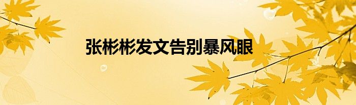 张彬彬发文告别暴风眼