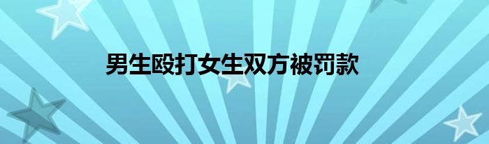 男生殴打女生双方被罚款