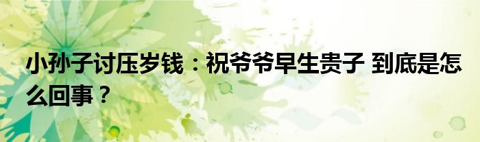 小孙子讨压岁钱：祝爷爷早生贵子 到底是怎么回事？