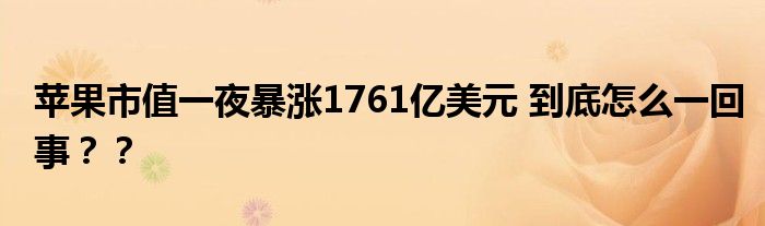 苹果市值一夜暴涨1761亿美元 到底怎么一回事？？