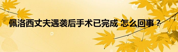 “佩洛西丈夫遇袭后手术已完成 怎么回事？