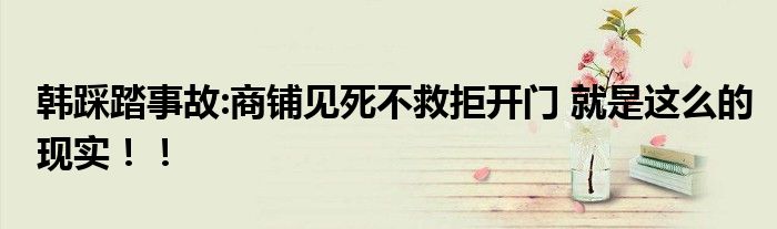 韩踩踏事故:商铺见死不救拒开门 就是这么的现实！！