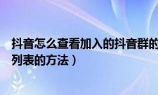 抖音怎么查看加入的抖音群的列表（抖音查看加入的抖音群列表的方法）