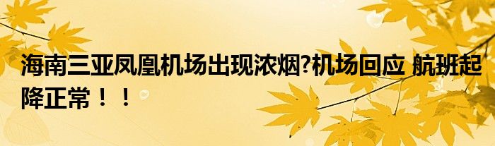 海南三亚凤凰机场出现浓烟?机场回应 航班起降正常！！