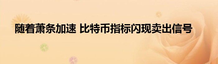 随着萧条加速 比特币指标闪现卖出信号
