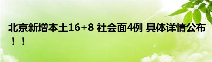 北京新增本土16+8 社会面4例 具体详情公布！！
