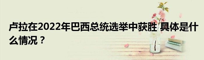 卢拉在2022年巴西总统选举中获胜 具体是什么情况？