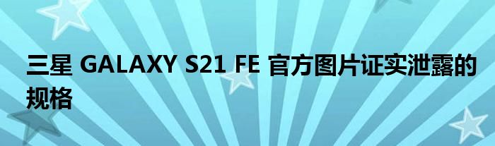 三星 GALAXY S21 FE 官方图片证实泄露的规格