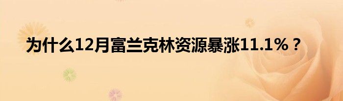 为什么12月富兰克林资源暴涨11.1%？
