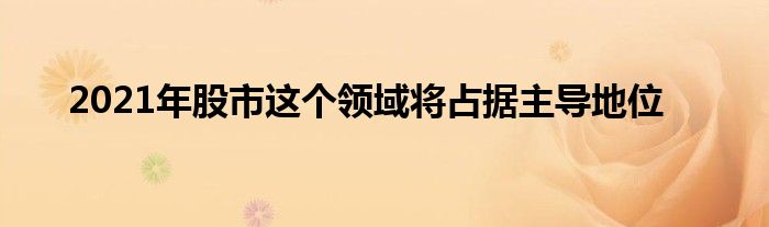 2021年股市这个领域将占据主导地位