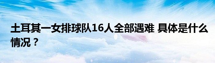 土耳其一女排球队16人全部遇难 具体是什么情况？