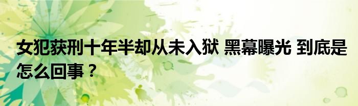 女犯获刑十年半却从未入狱 黑幕曝光 到底是怎么回事？