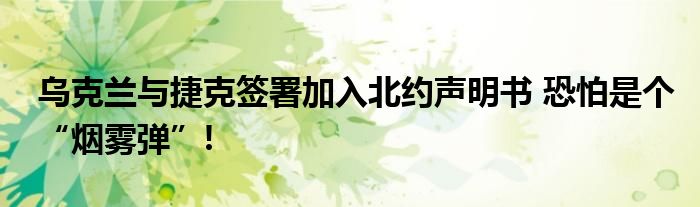 乌克兰与捷克签署加入北约声明书 恐怕是个“烟雾弹”!