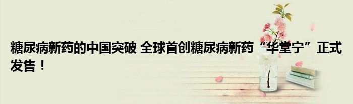 糖尿病新药的中国突破 全球首创糖尿病新药“华堂宁”正式发售！