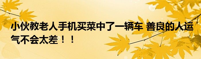 小伙教老人手机买菜中了一辆车 善良的人运气不会太差！！