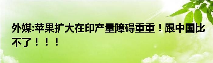 外媒:苹果扩大在印产量障碍重重！跟中国比不了！！！