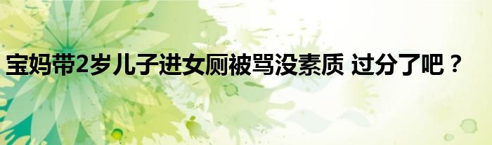 宝妈带2岁儿子进女厕被骂没素质 过分了吧？