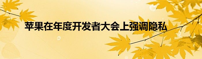 苹果在年度开发者大会上强调隐私
