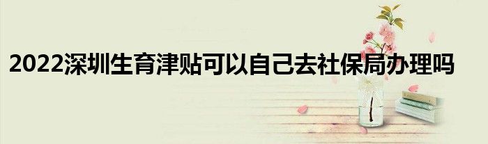 2022深圳生育津贴可以自己去社保局办理吗