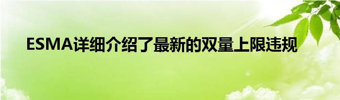 ESMA详细介绍了最新的双量上限违规