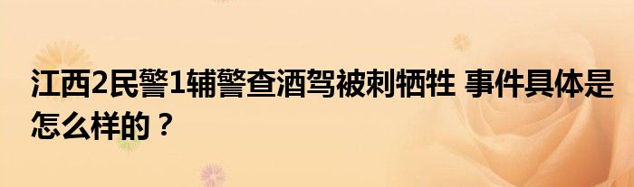 江西2民警1辅警查酒驾被刺牺牲 事件具体是怎么样的？