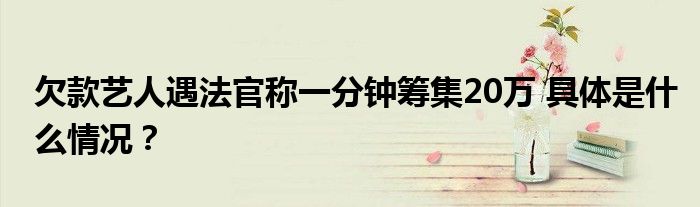 欠款艺人遇法官称一分钟筹集20万 具体是什么情况？