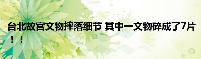 台北故宫文物摔落细节 其中一文物碎成了7片！！