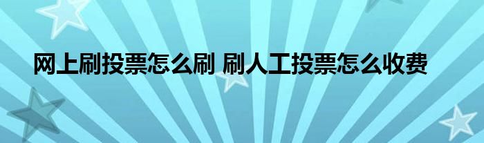 网上刷投票怎么刷 刷人工投票怎么收费