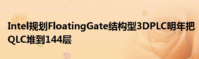 Intel规划FloatingGate结构型3DPLC明年把QLC堆到144层