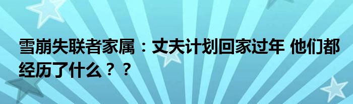 雪崩失联者家属：丈夫计划回家过年 他们都经历了什么？？