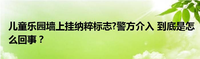 儿童乐园墙上挂纳粹标志?警方介入 到底是怎么回事？