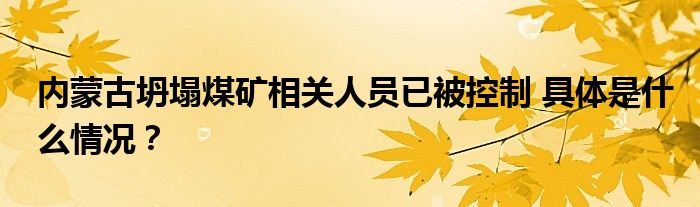 内蒙古坍塌煤矿相关人员已被控制 具体是什么情况？
