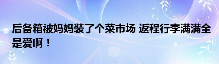后备箱被妈妈装了个菜市场 返程行李满满全是爱啊！