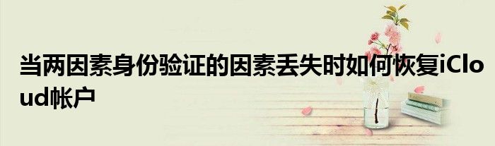 当两因素身份验证的因素丢失时如何恢复iCloud帐户