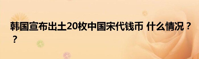 韩国宣布出土20枚中国宋代钱币 什么情况？？