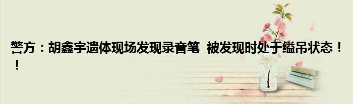 警方：胡鑫宇遗体现场发现录音笔  被发现时处于缢吊状态！！