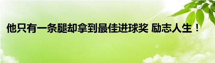 他只有一条腿却拿到最佳进球奖 励志人生！