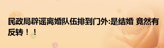 民政局辟谣离婚队伍排到门外:是结婚 竟然有反转！！