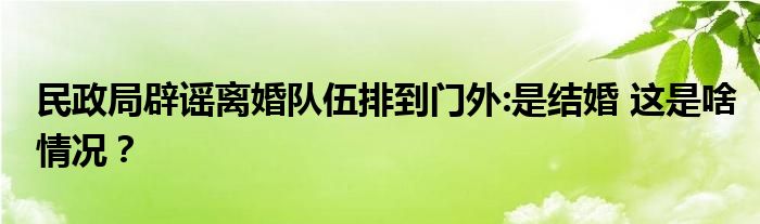 民政局辟谣离婚队伍排到门外:是结婚 这是啥情况？