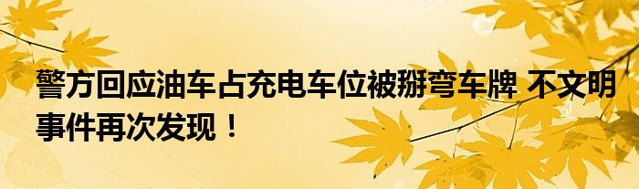 警方回应油车占充电车位被掰弯车牌 不文明事件再次发现！