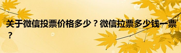 关于微信投票价格多少？微信拉票多少钱一票？