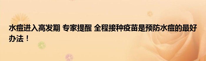 水痘进入高发期 专家提醒 全程接种疫苗是预防水痘的最好办法！