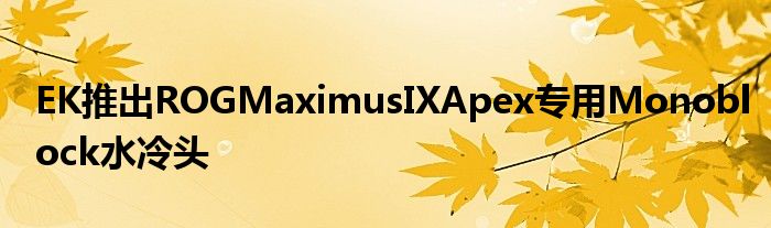EK推出ROGMaximusIXApex专用Monoblock水冷头