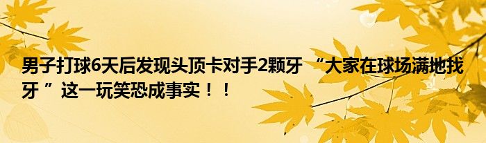 男子打球6天后发现头顶卡对手2颗牙 “大家在球场满地找牙 ”这一玩笑恐成事实！！