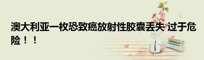 澳大利亚一枚恐致癌放射性胶囊丢失 过于危险！！