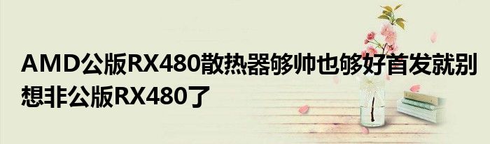 AMD公版RX480散热器够帅也够好首发就别想非公版RX480了