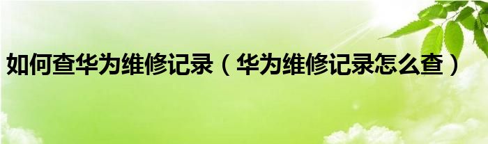 如何查华为维修记录（华为维修记录怎么查）